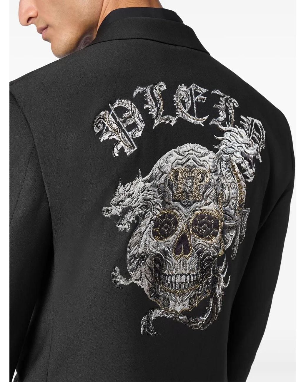 Philipp Plein Black Skull-Print Blazer for men