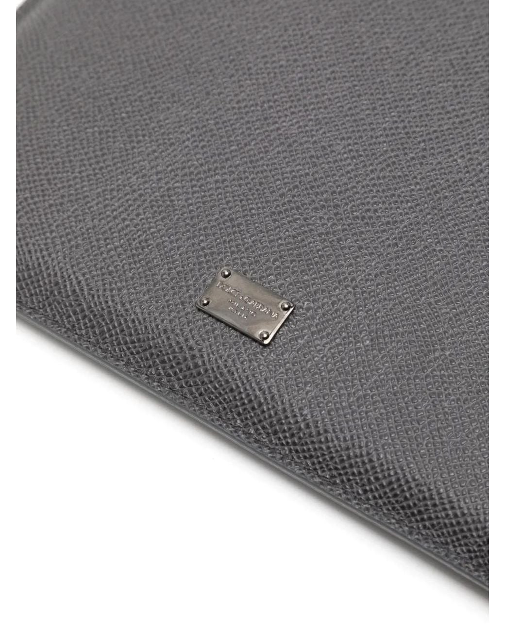 Dolce & Gabbana Black Logo-Plaque Leather Tablet Case