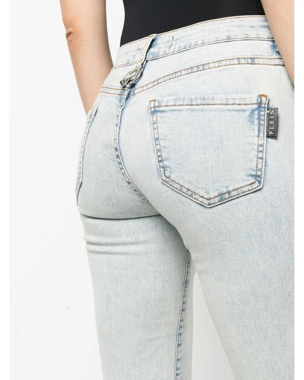 Philipp Plein Blue High-Rise Skinny-Cut Jeans