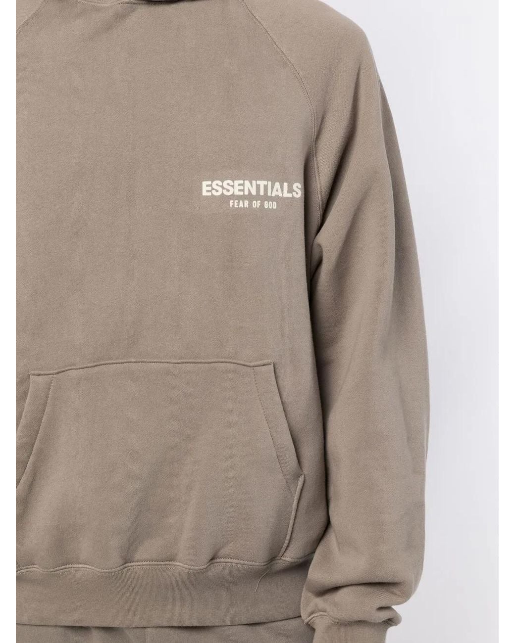 Fear Of God Gray Logo-Print Long-Sleeve Hoodie for men
