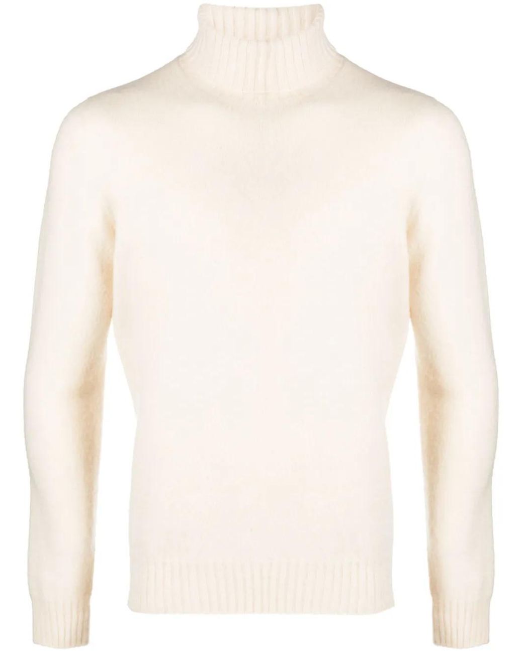 Drumohr White Ribbed-Knit Roll-Neck Jumper for men