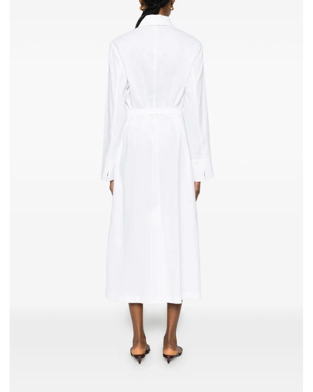 Max Mara White Belted Midi Dress