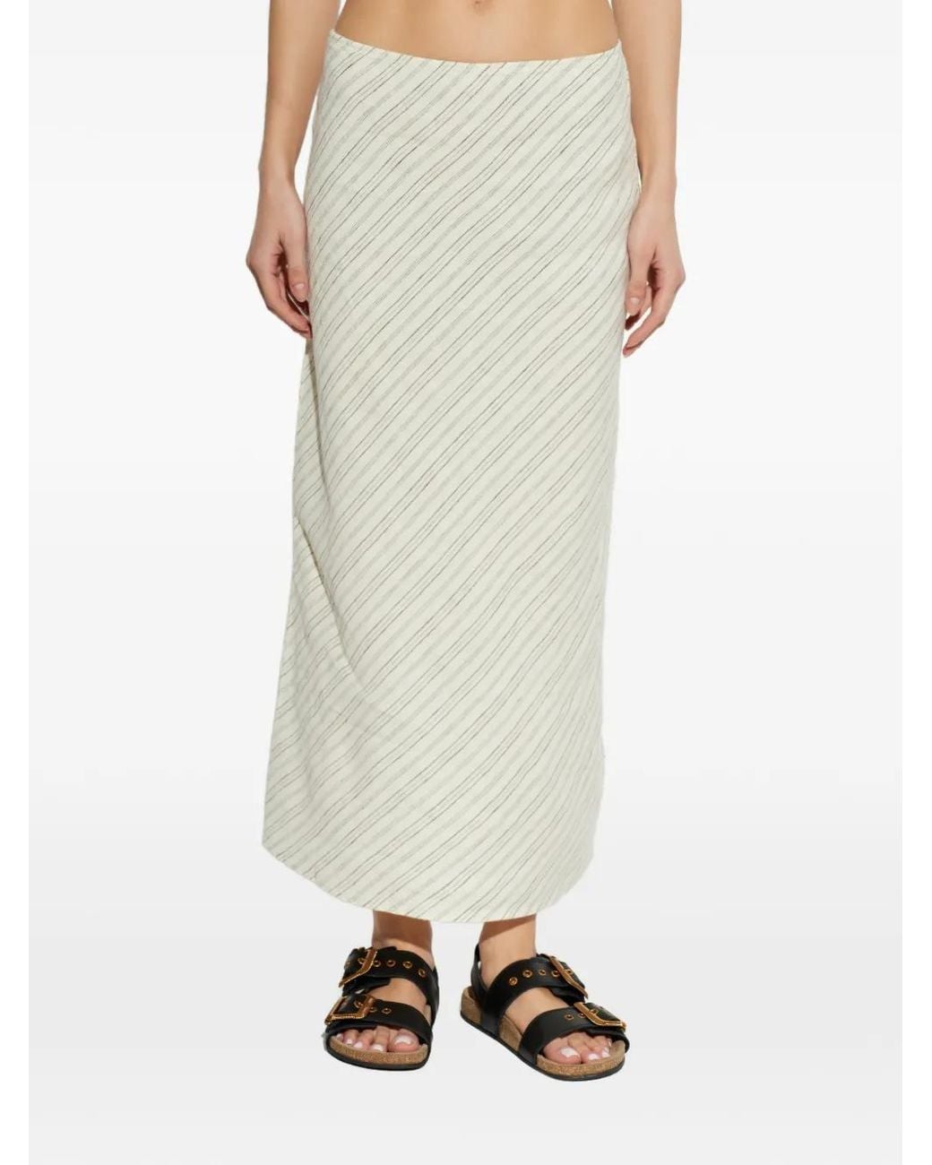 Samsøe & Samsøe White Saagneta Striped Maxi Skirt