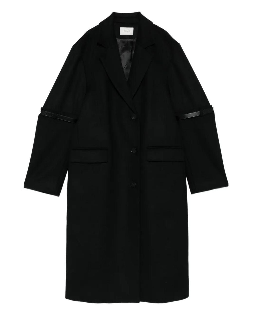Coperni Black Logo Belted-Detail Coat