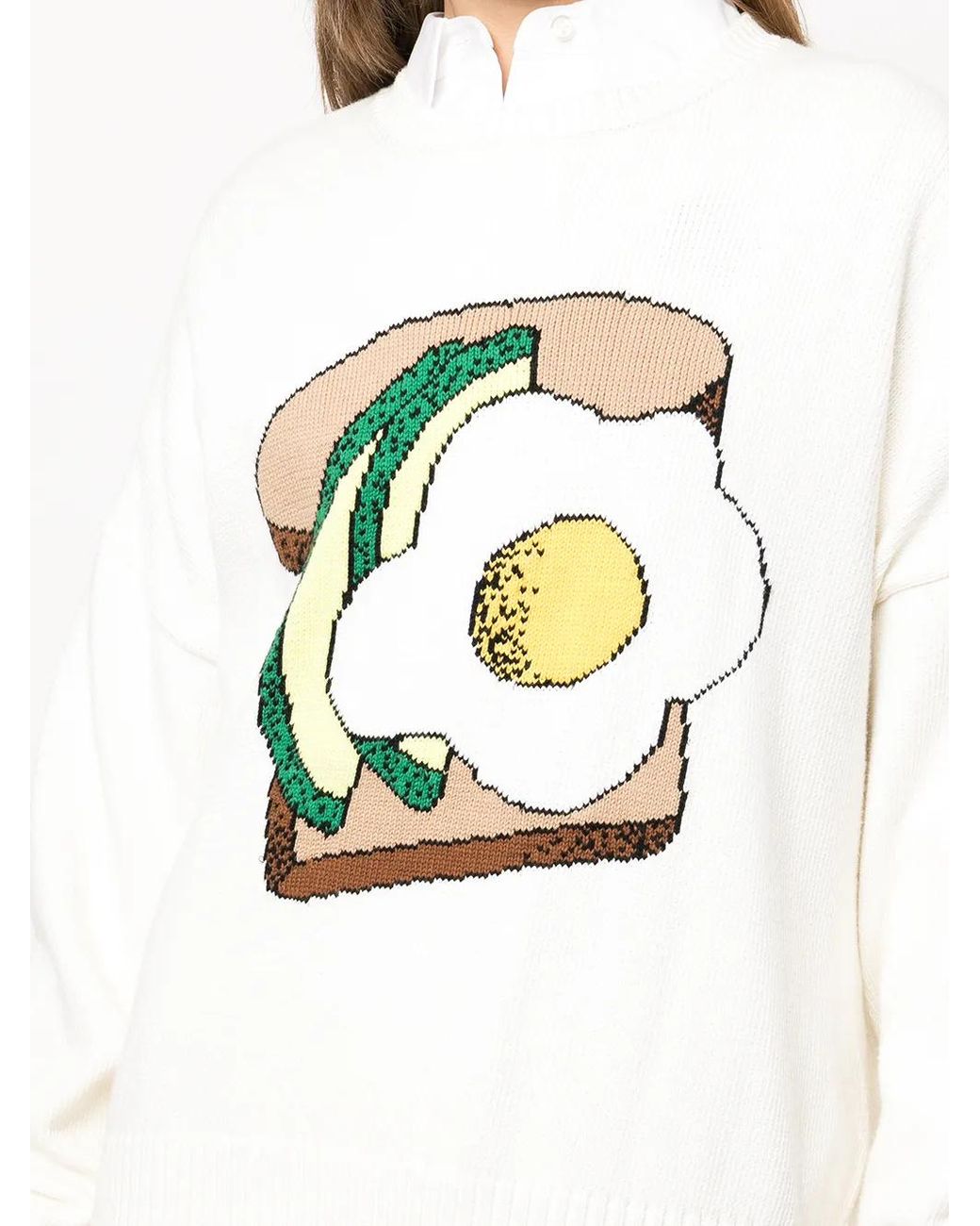 Monse White Avocado Toast Merino-Knit Jumper