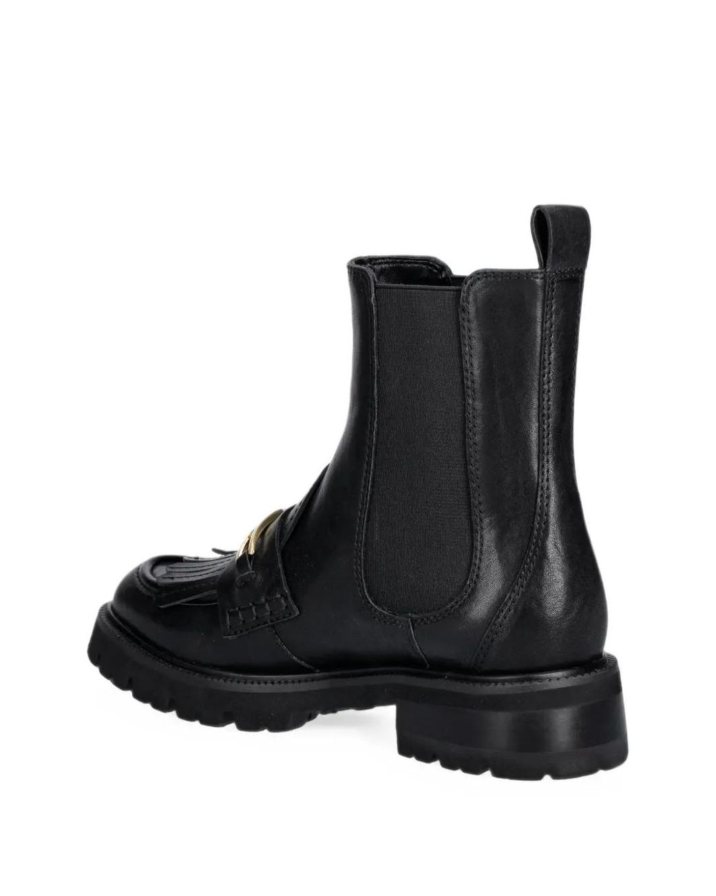 Twinset Black Fringe-Detail Chelsea Boots