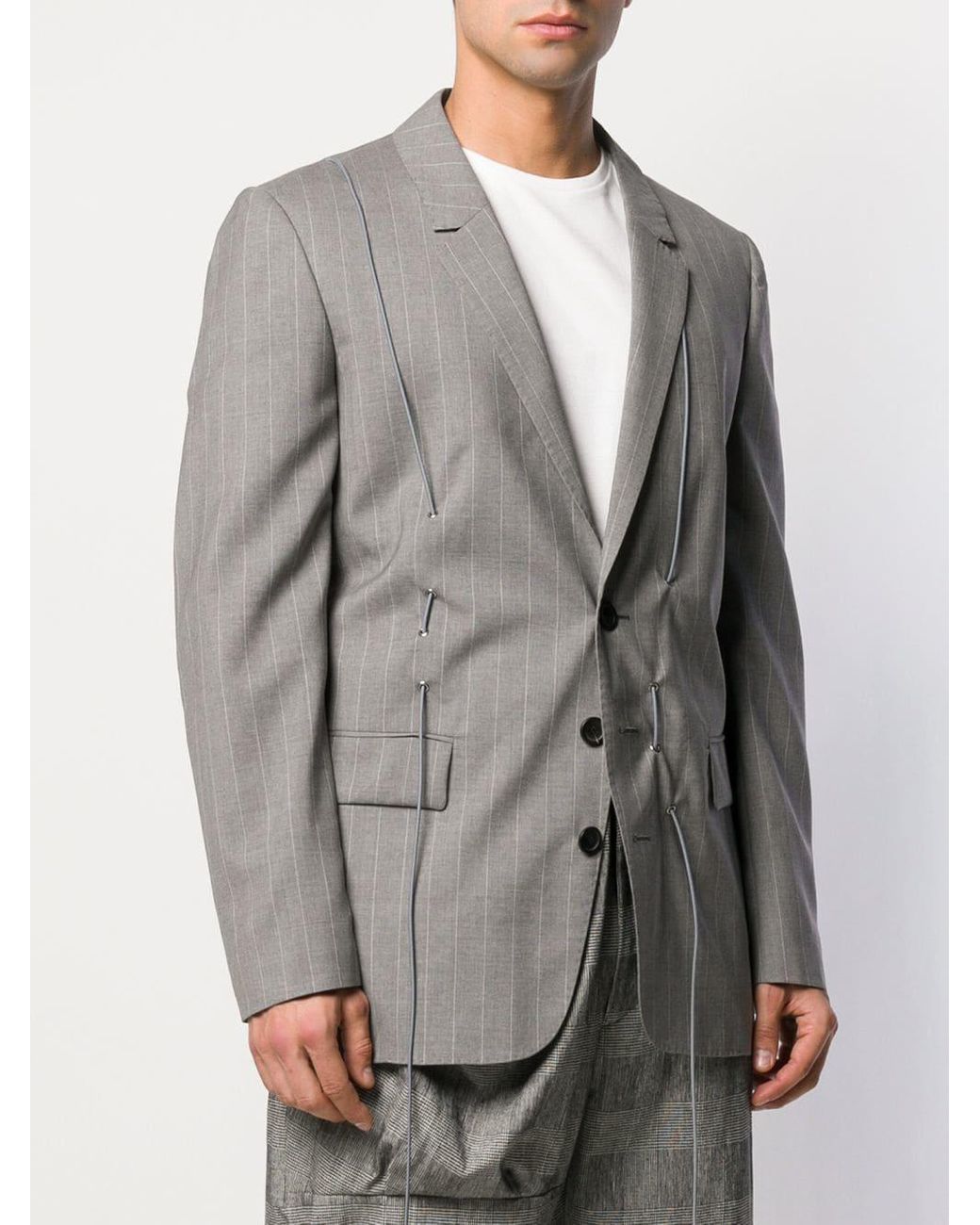 Hussein Chalayan グレー テーラードジャケット【42】S1105 Hussein Chalayan toggle Detailed Blazer Jacket in Gray for Men | Lyst