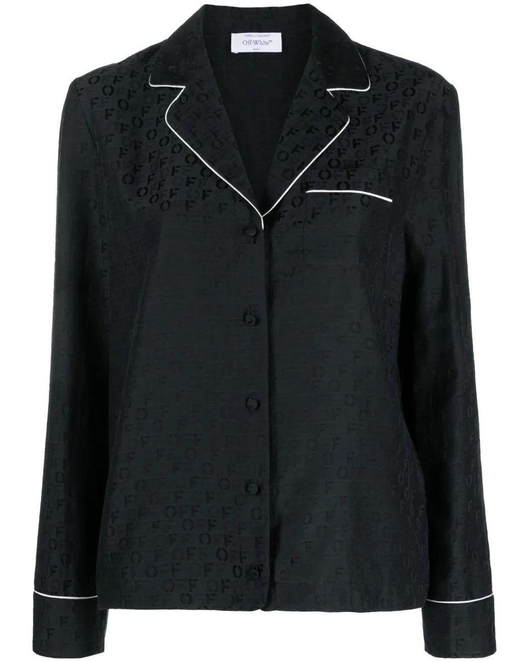 Off-White c/o Virgil Abloh Black Logo-Jacquard Satin Pyjama Shirt