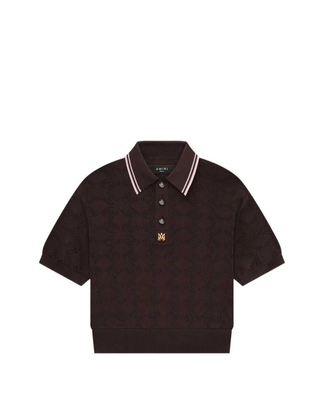 Amiri Brown Ma Quad Monogram-Pattern Polo Shirt