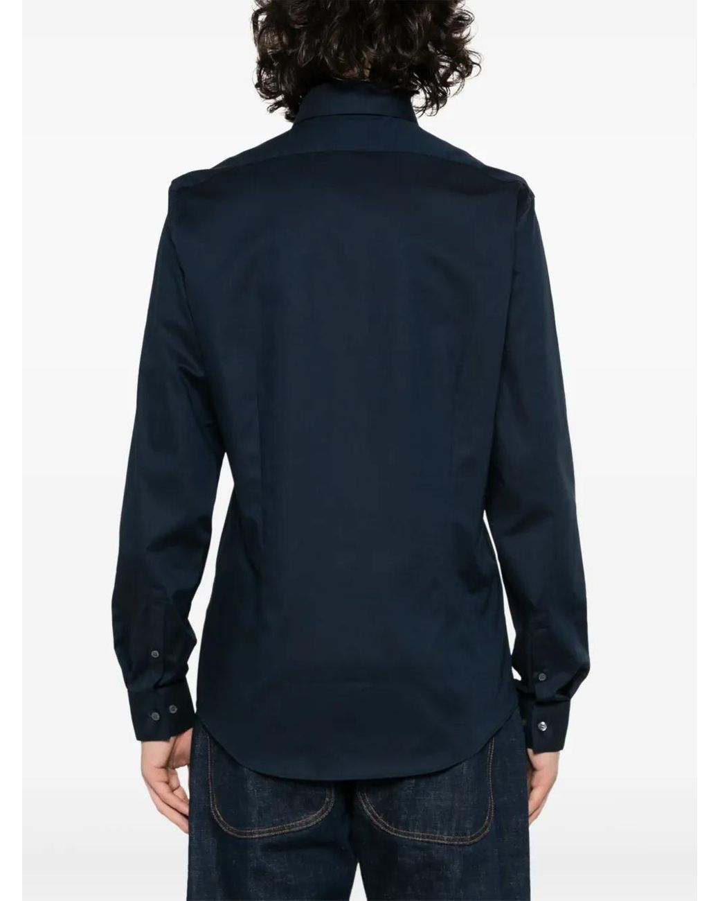 Calvin Klein Blue Monogram-Embroidered Cotton Shirt for men
