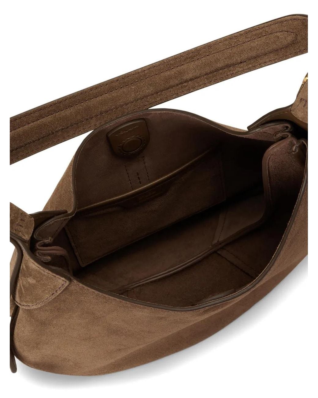 Polo Ralph Lauren Brown Small Polo Id Suede Shoulder Bag