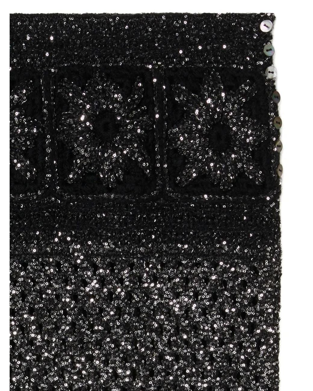 Alanui Black City Lights Sequin-Embellished Fringe Maxi Skirt