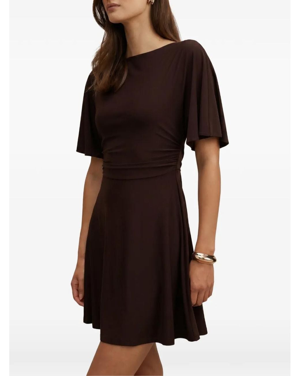 EVER NEW Black Cora Flutter-Sleeve Tie-Waist Mini Dress
