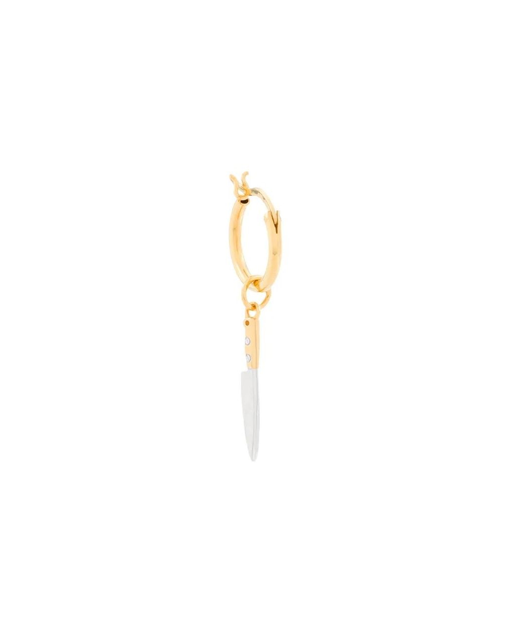 True Rocks White Two-Tone Knife Hoop Earring for men