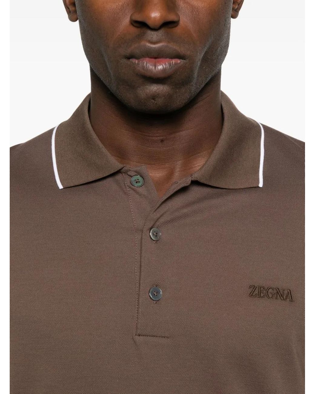 Zegna Brown Polo Logo for men