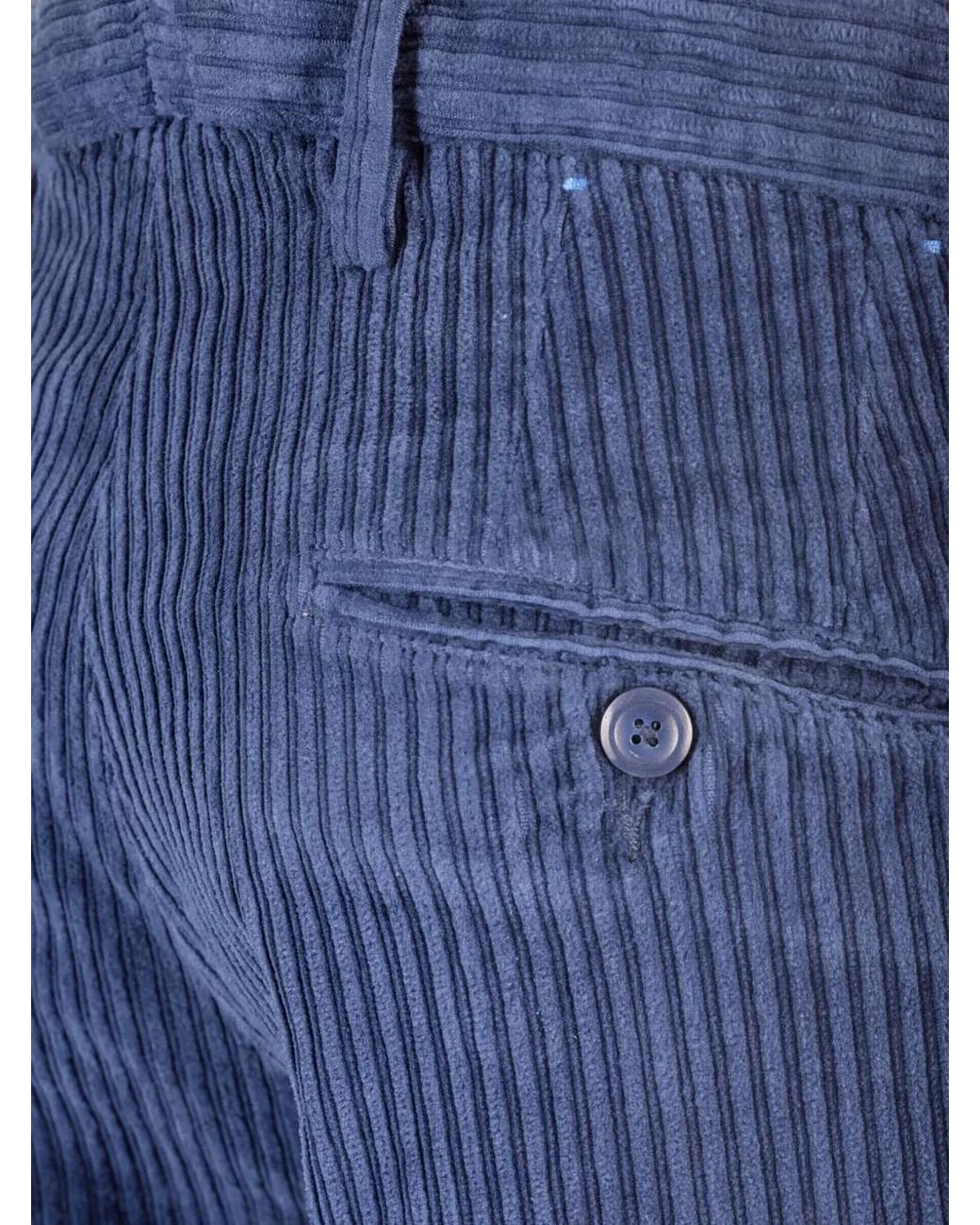 Al Duca D'aosta Blue Corduroy Cotton Trousers for men
