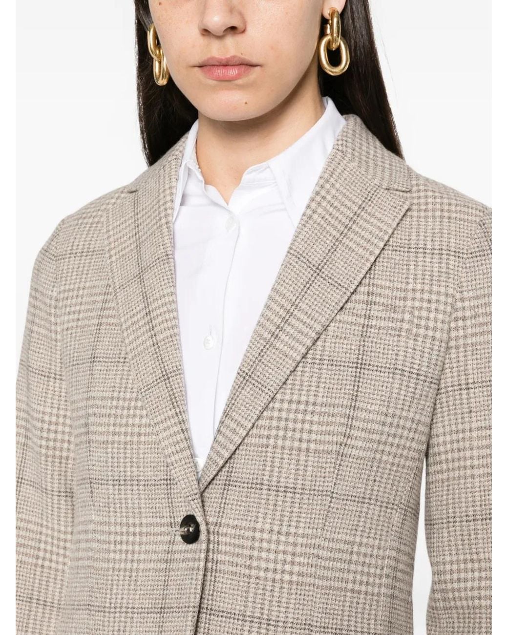 Circolo 1901 Natural Check-Pattern Wool Blazer