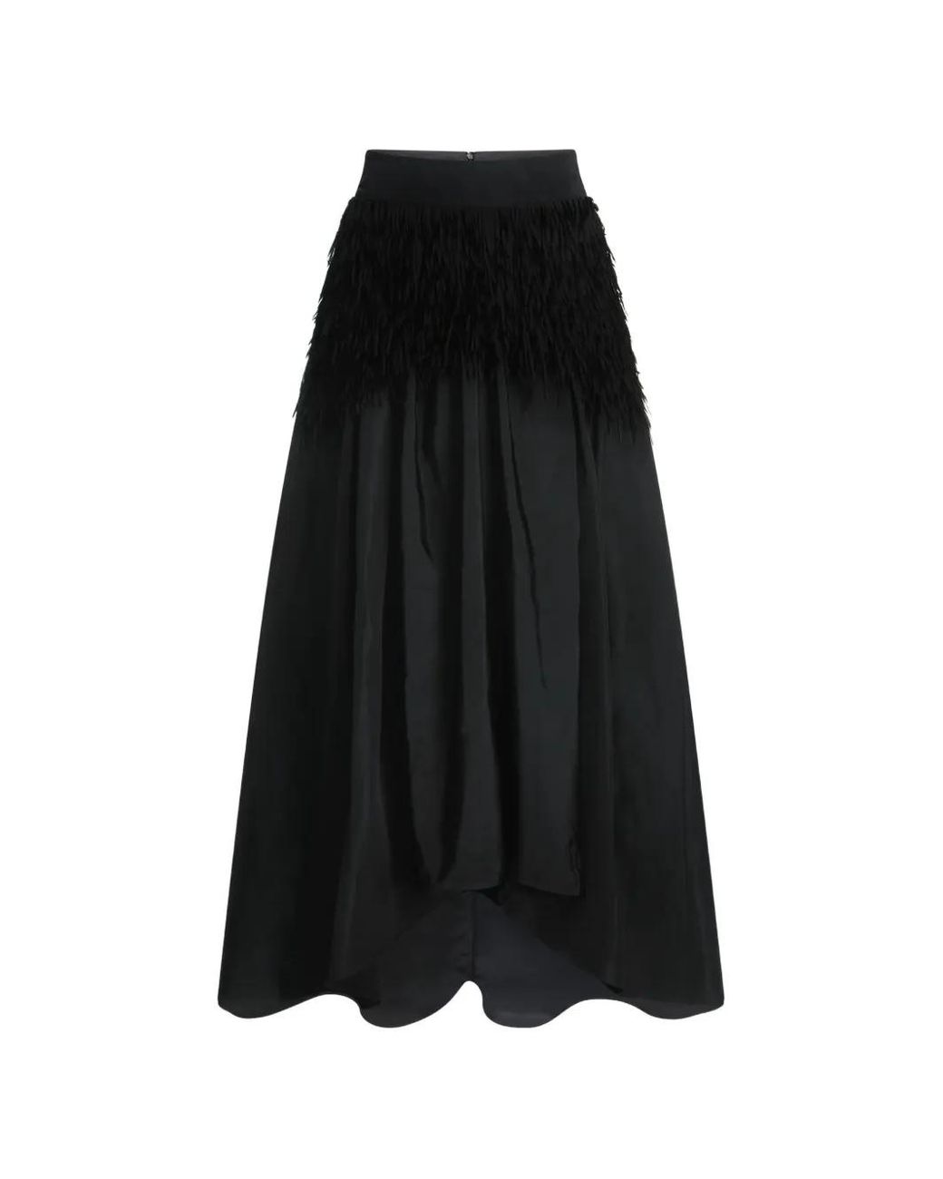 Karl Lagerfeld Black Kl Studio Fringe Detail Maxi Skirt