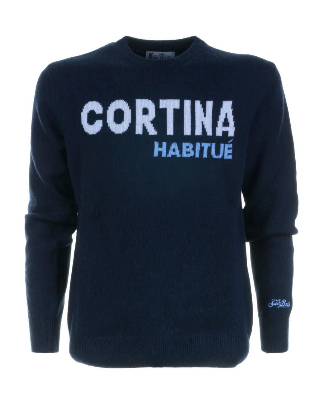 Mc2 Saint Barth Blue Intarsia-Knit Sweater for men