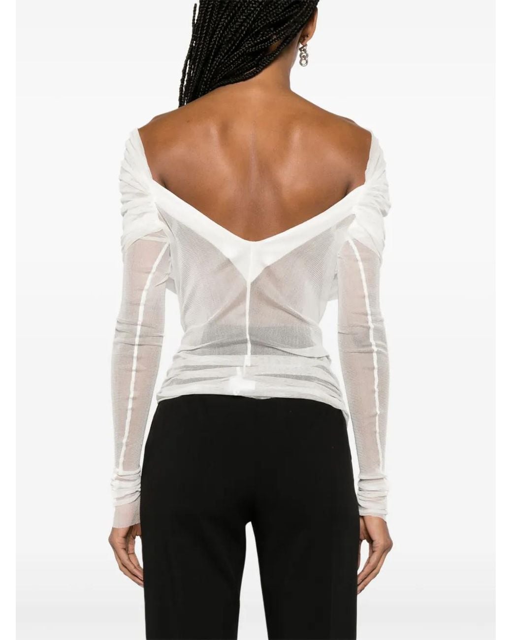 Christopher Esber White Veiled Silk Top