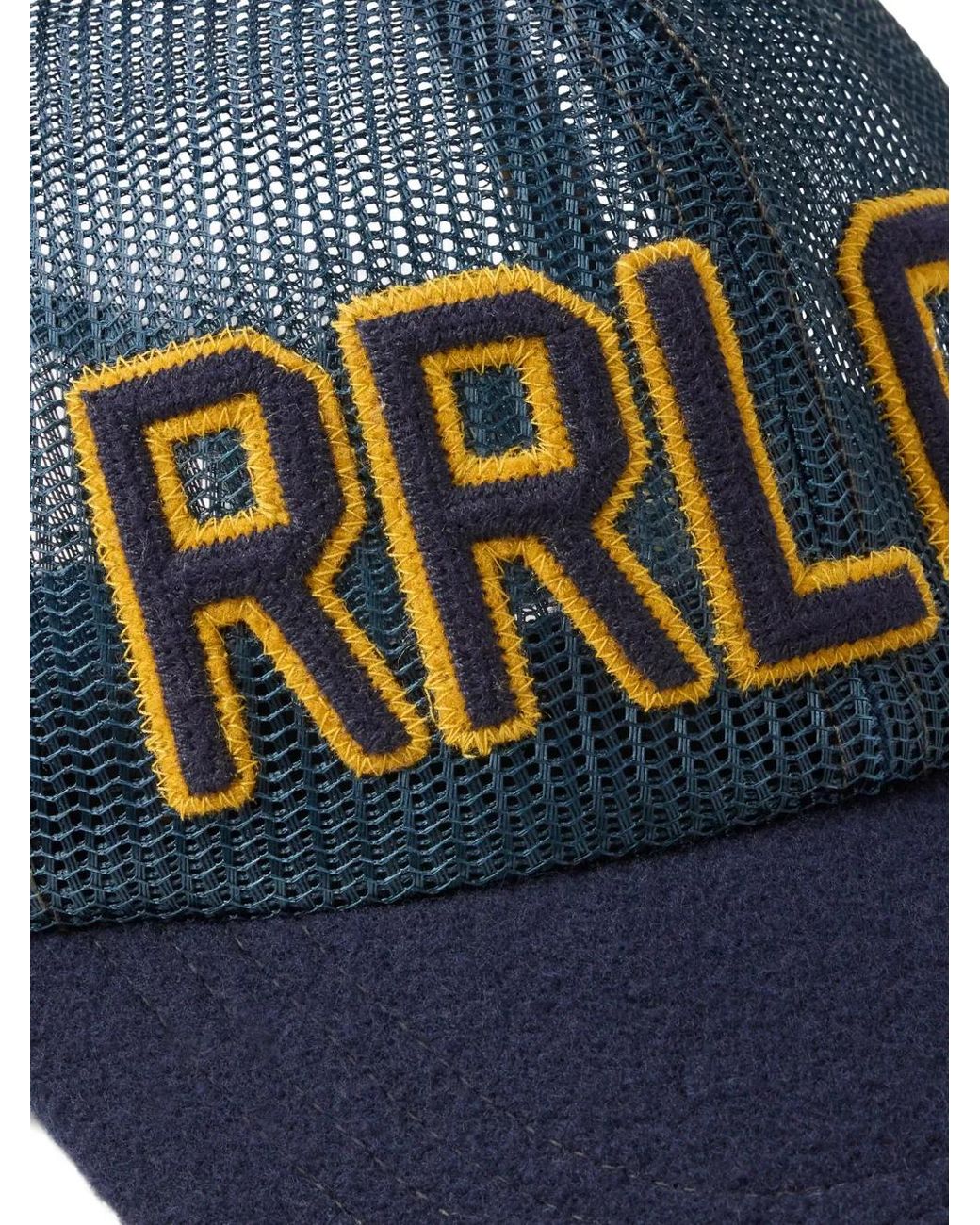 RRL Blue Logo-Detail Mesh Cap for men