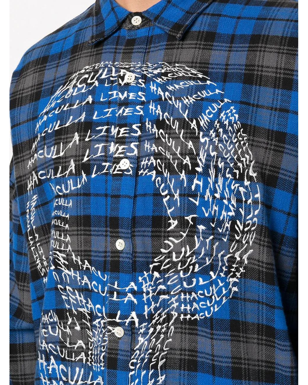 Haculla Blue Check-Print Skull Shirt for men