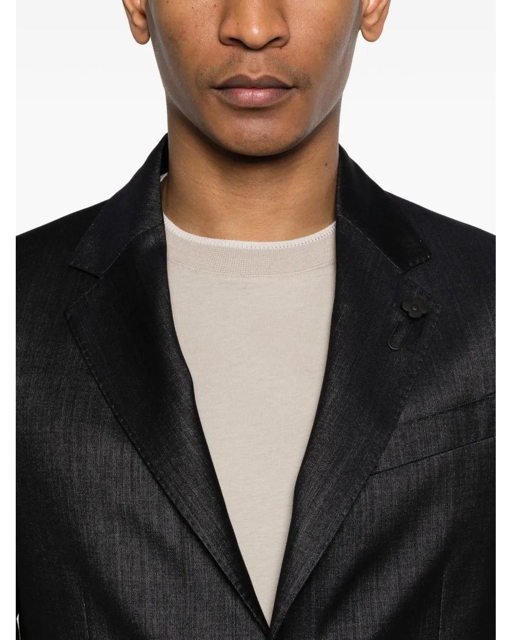Lardini Black Flower-Pin Suit for men