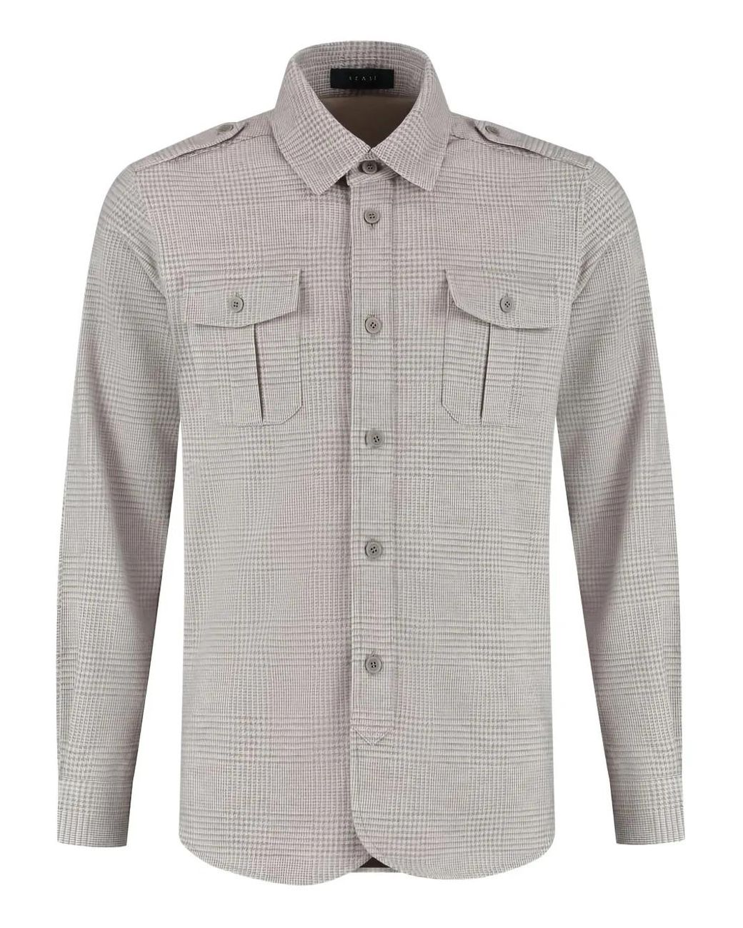Sease Gray Checked Shirt Jacket for men