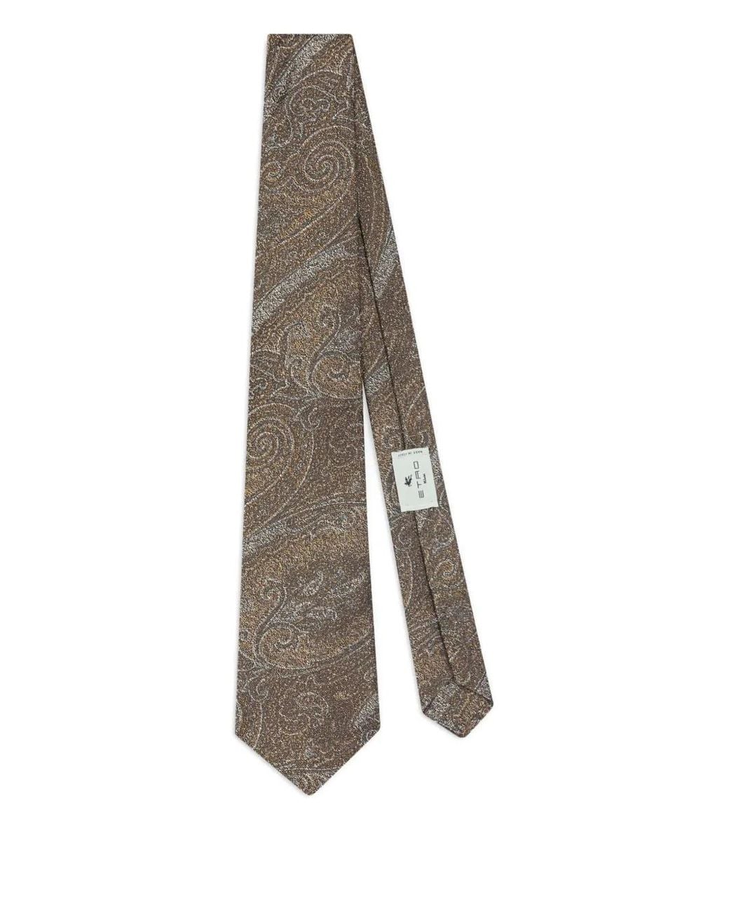 Etro White Silk Jacquard Tie With Arnica Motif for men