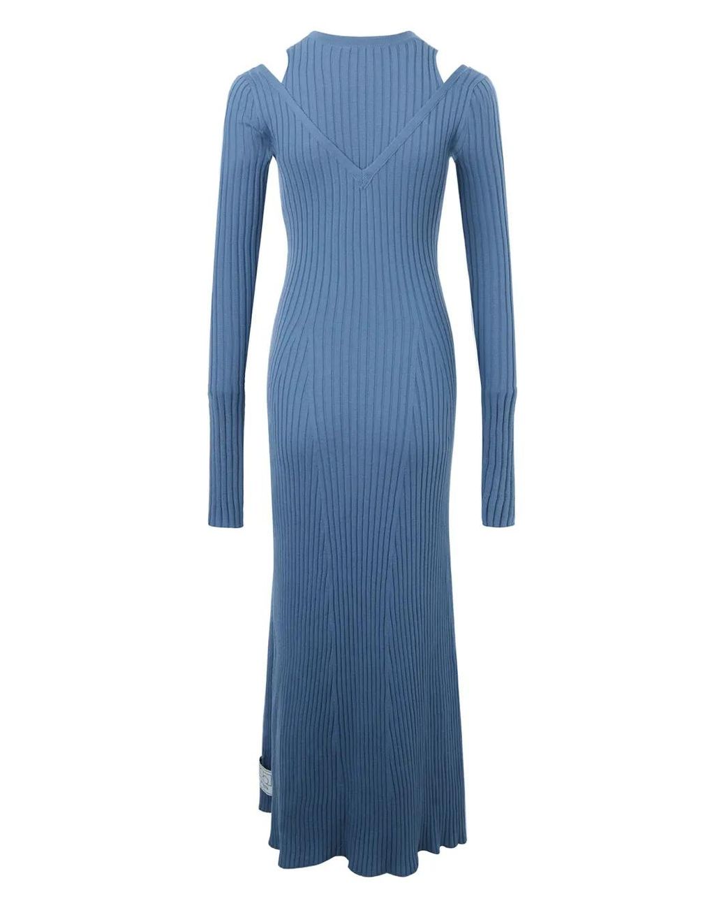 Ports 1961 Blue Cut-Out Knitted Dress
