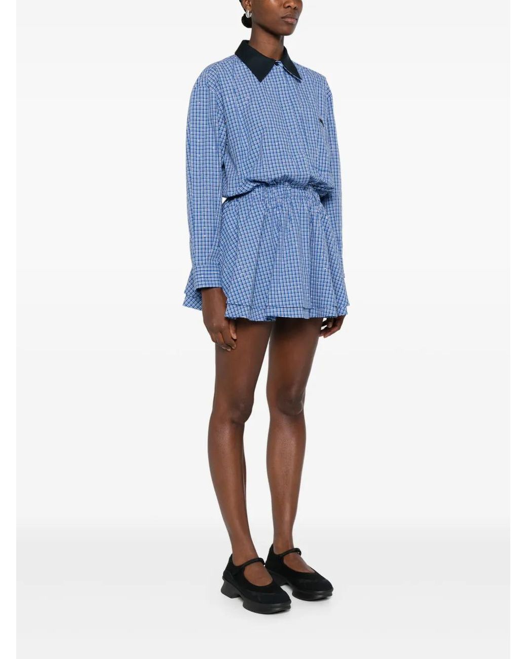 maje asymmetric plaid shirt dress Maje Asymmetric Plaid Shirt Dress Maje Checked Flannel Shirt Dress In Navy Blue Print Cotton Ref