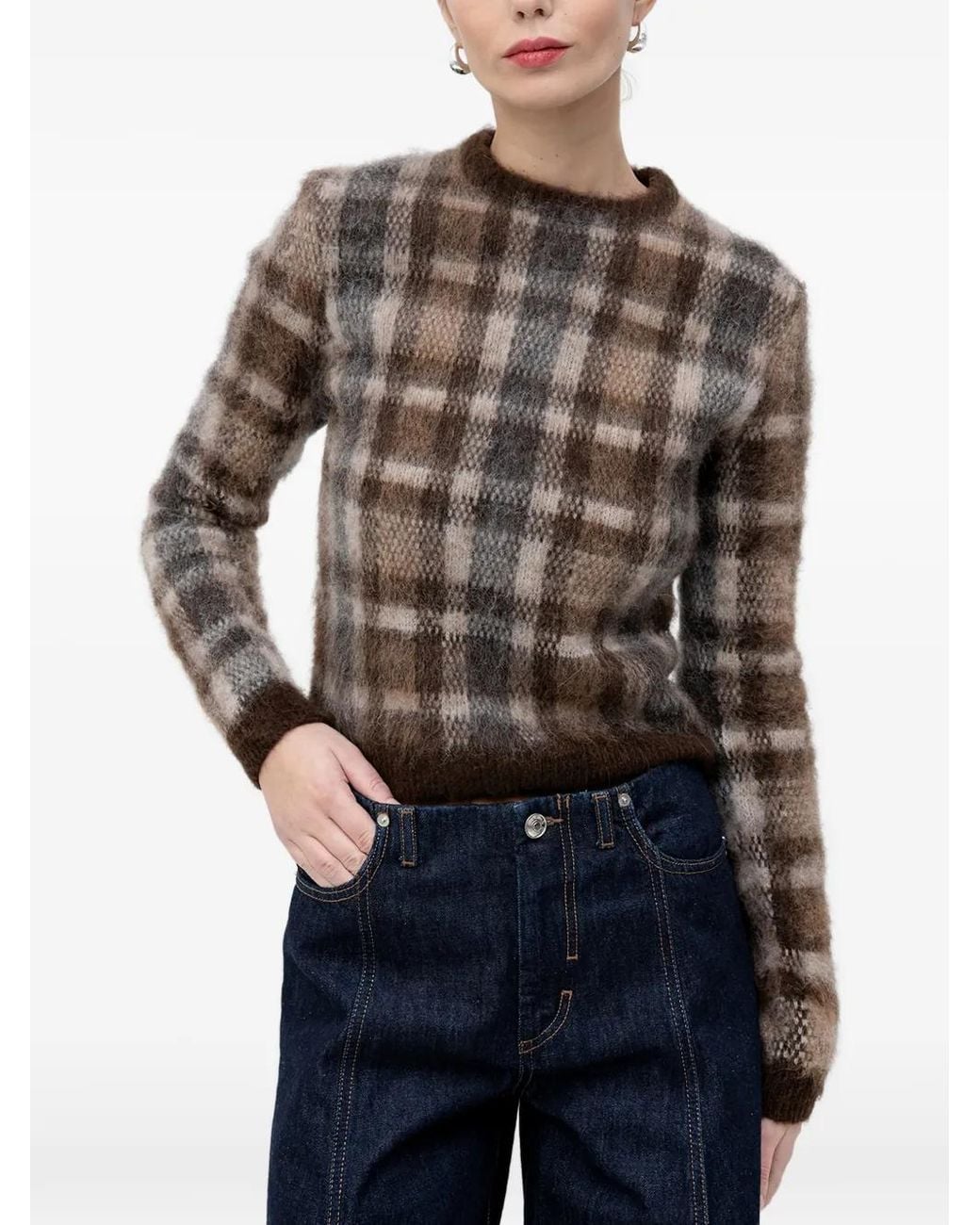 Nanushka Brown Checked Sweater