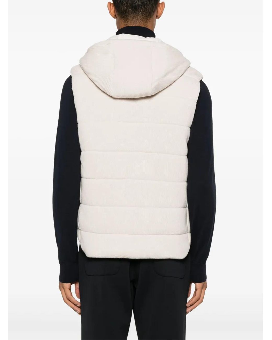 D4.0 White Ribbed-Knit Gilet for men