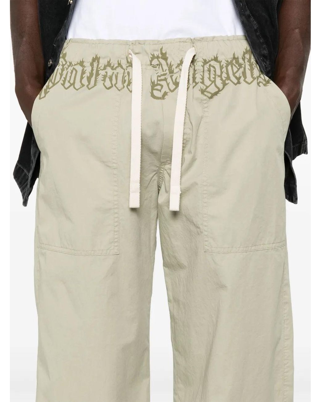 Palm Angels Natural Logo-Waist Trousers for men