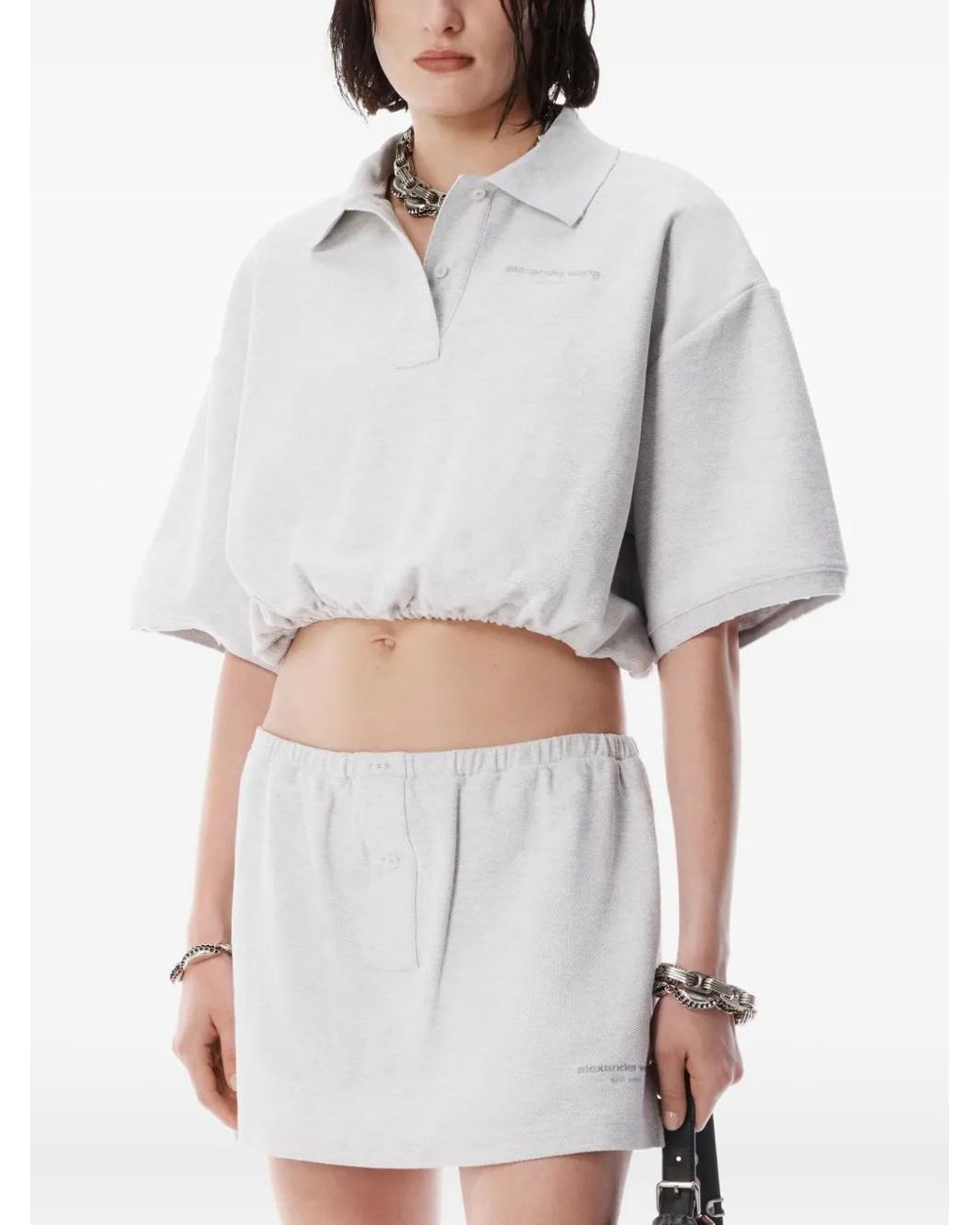 Alexander Wang White Button-Placket Miniskirt
