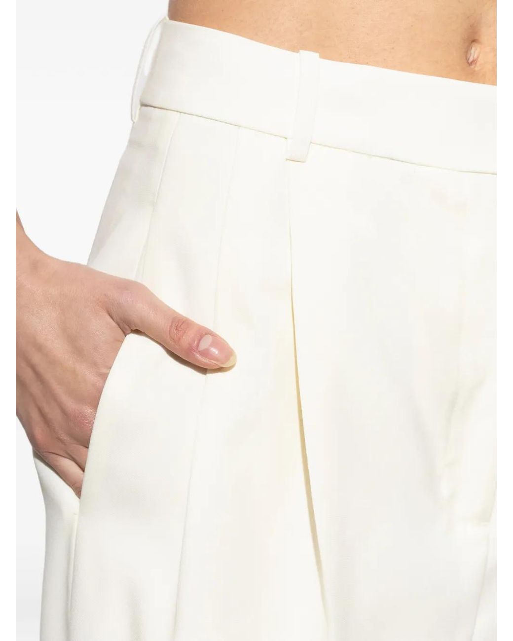 Rohe White Pleated Cuffed Trousers