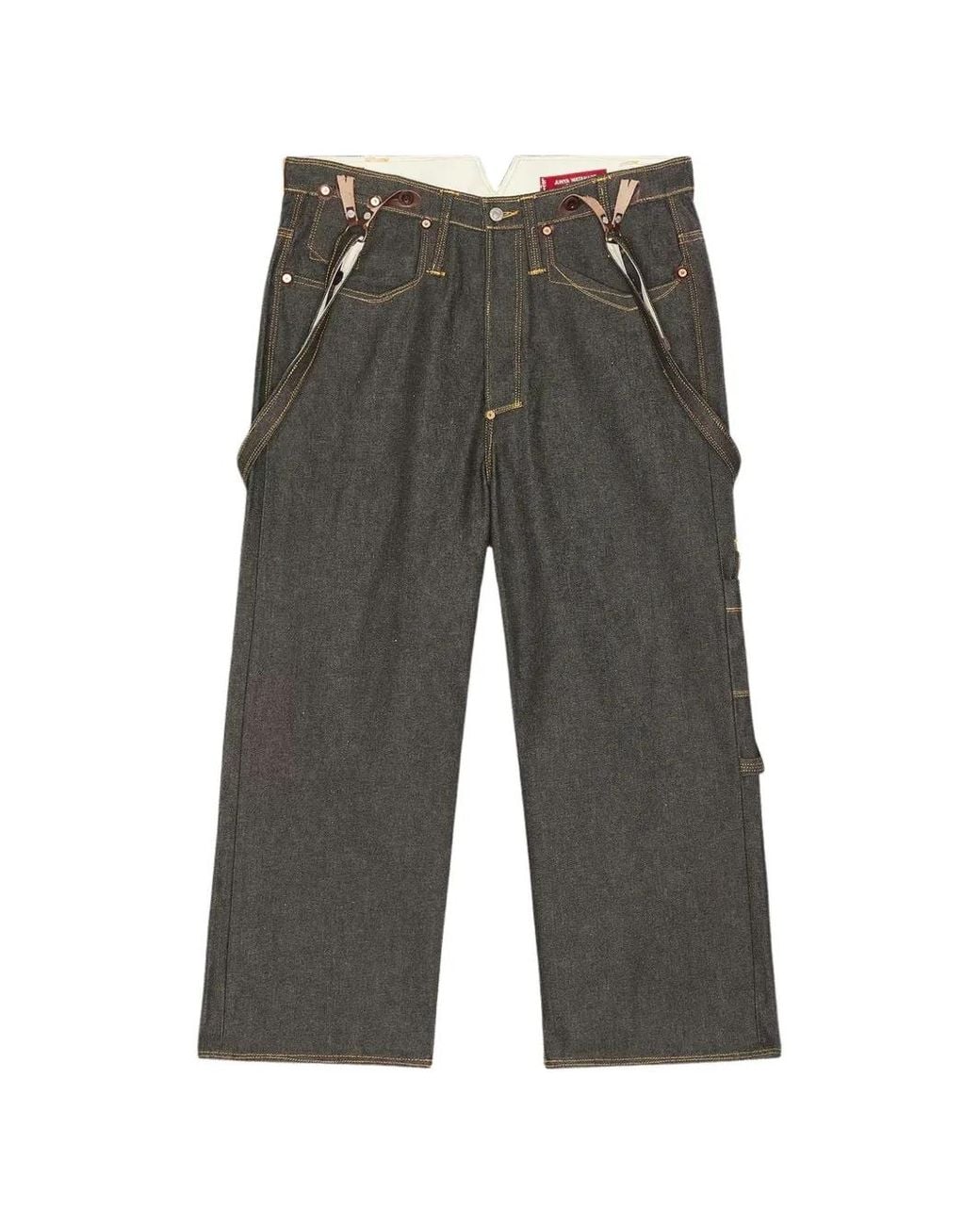 Junya Watanabe Gray Brace-Detail Straight-Leg Jeans for men