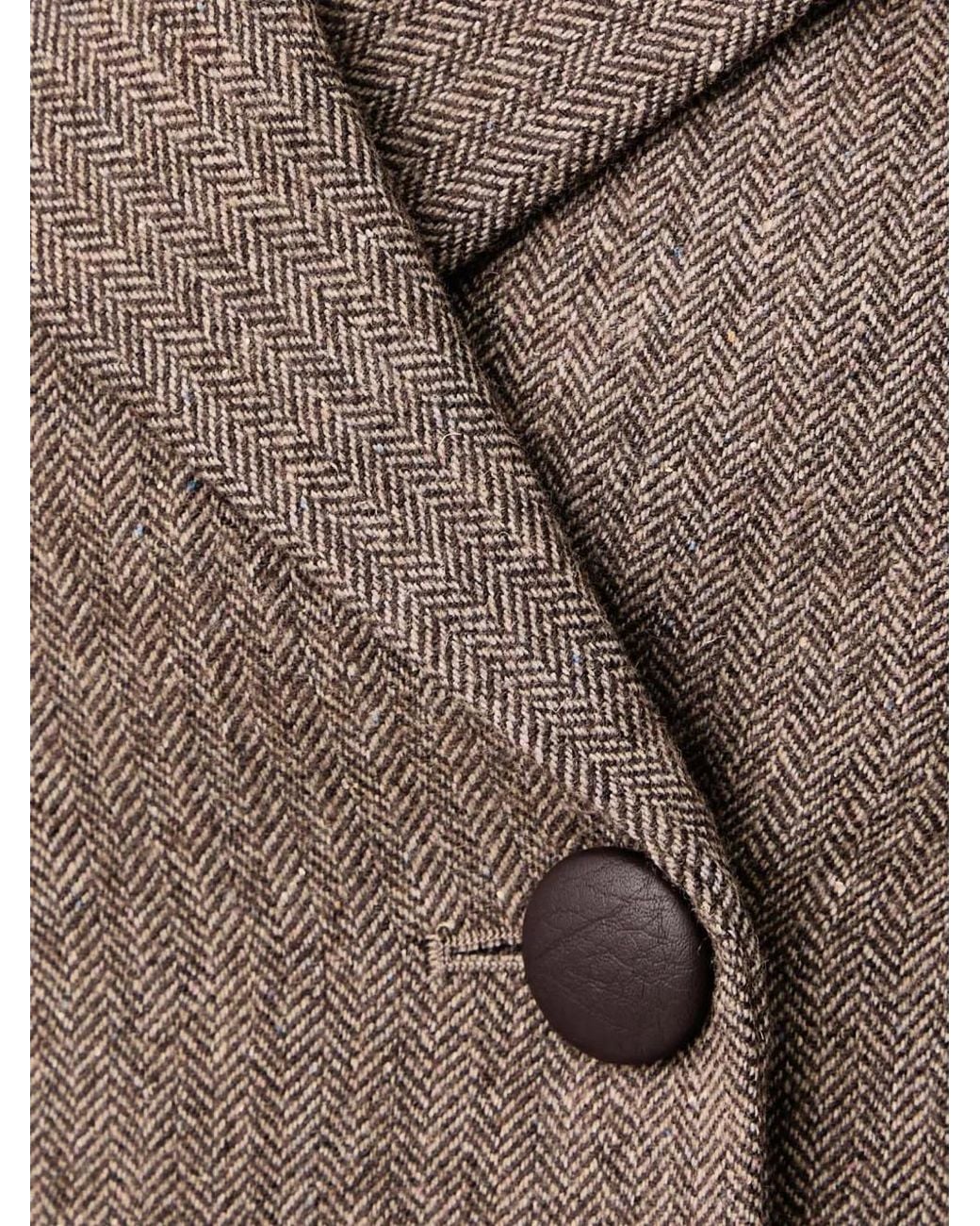 ARMANI EXCHANGE Brown Veston Croisé À Motif De Chevrons