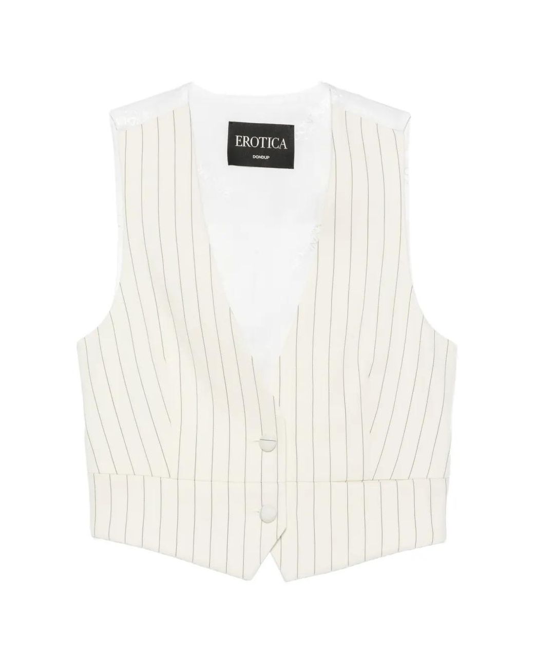 Dondup White Pinstripe-Pattern Cropped Waistcoat