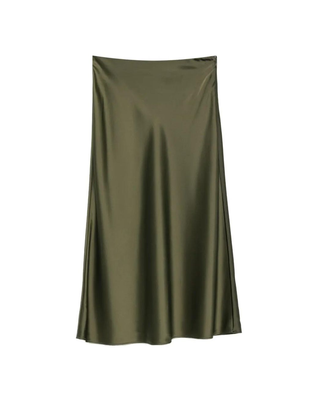 MAISON 123 Green Satin-Finish Flared Maxi Skirt