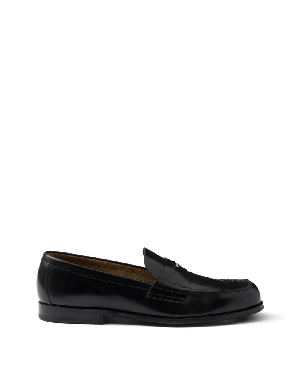 Prada Black Brushed Leather Loafers for men