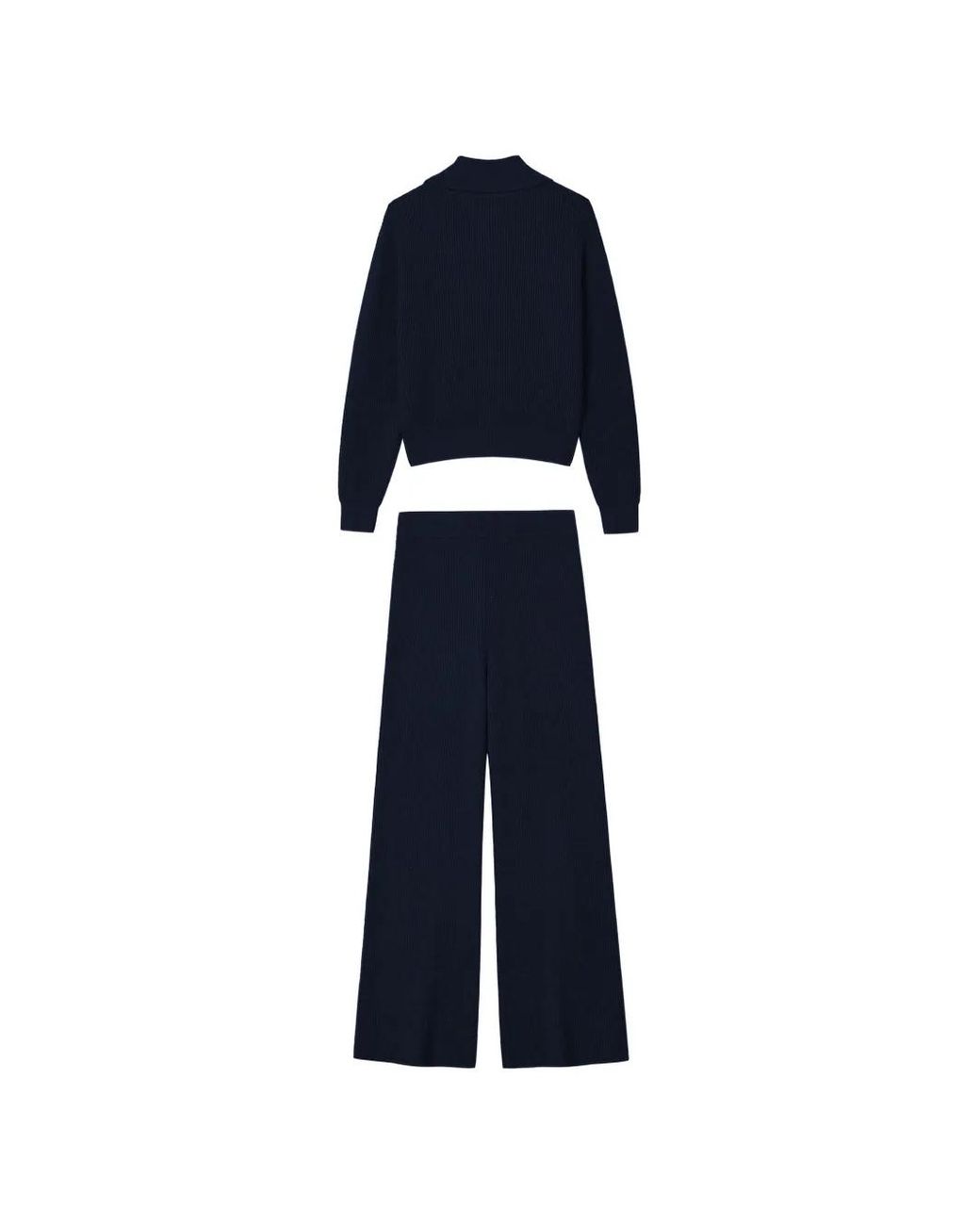 Chocoolate Blue Ribbed-Knit Tracksuit Set