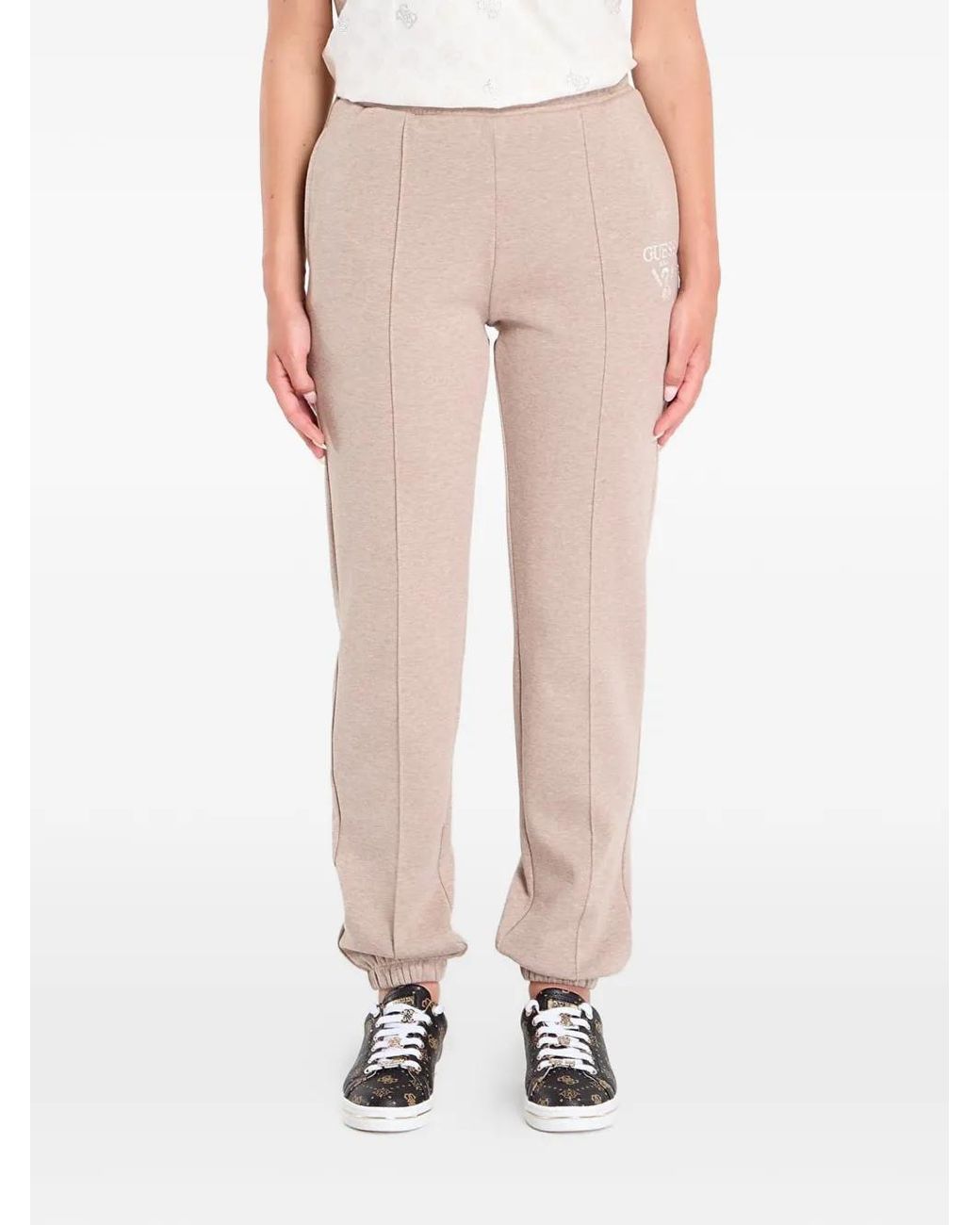 Guess Trainingsbroek Met Logoprint in het Natural