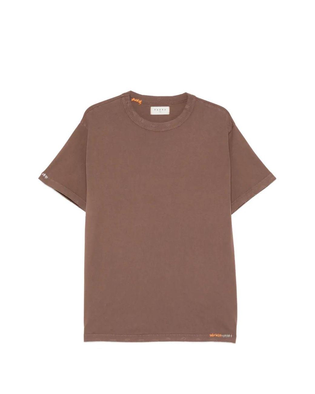 Paura Brown Kansas Embroidered-Detail T-Shirt for men