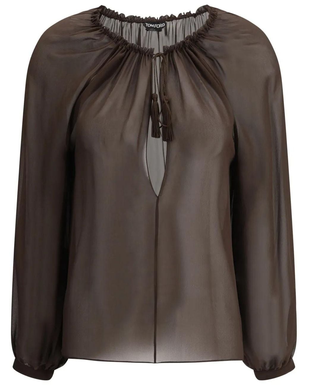 Tom Ford Black Long-Sleeve Silk Blouse