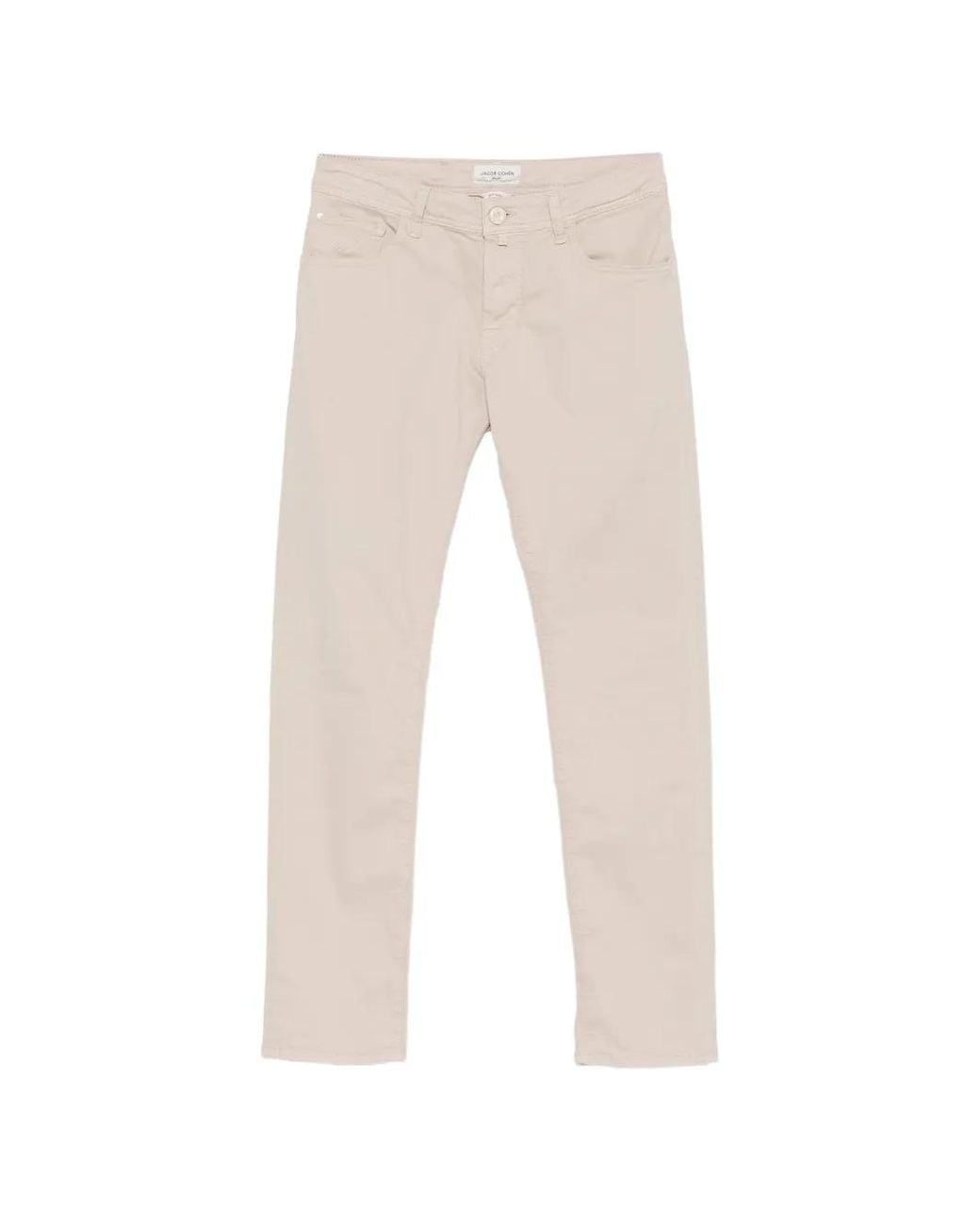 Jacob Cohen White Nick Logo-Patch Slim-Fit Cotton Trousers for men
