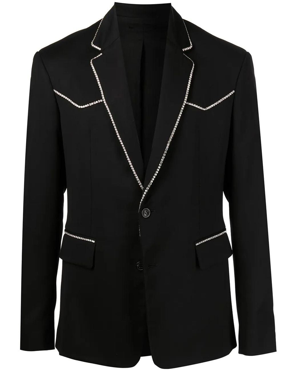 Amiri Black Crystal-Trim Single-Breasted Blazer for men