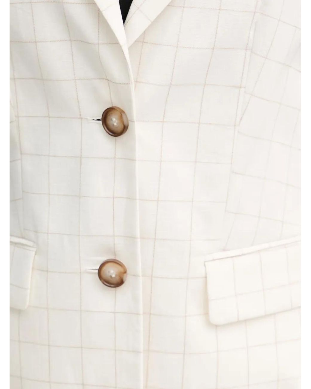 Benetton White Check-Pattern Notched-Lapel Blazer