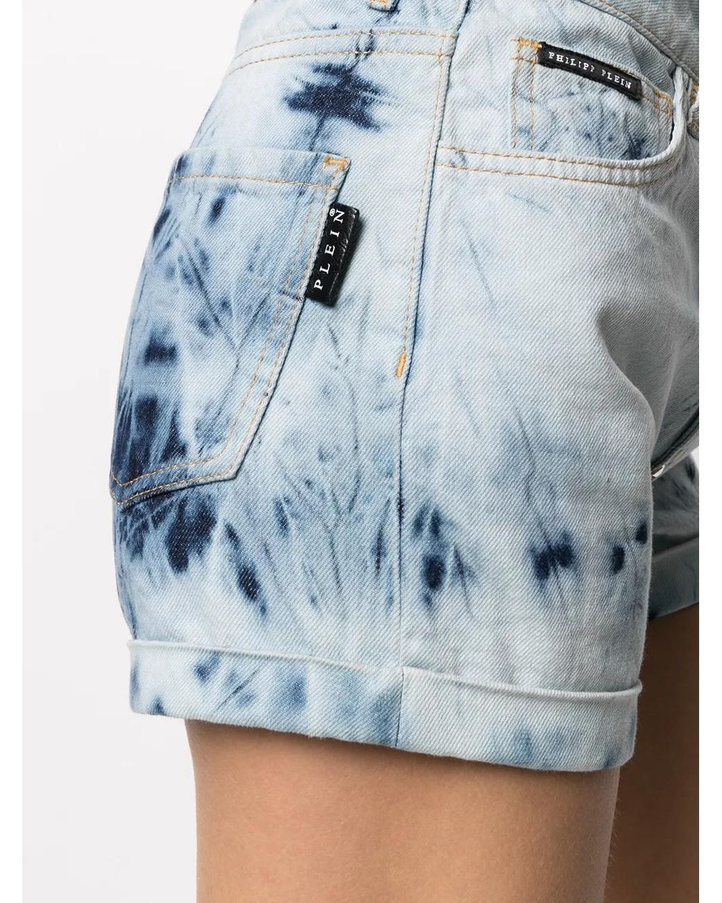 Philipp Plein Blue Bleached Hot Pants