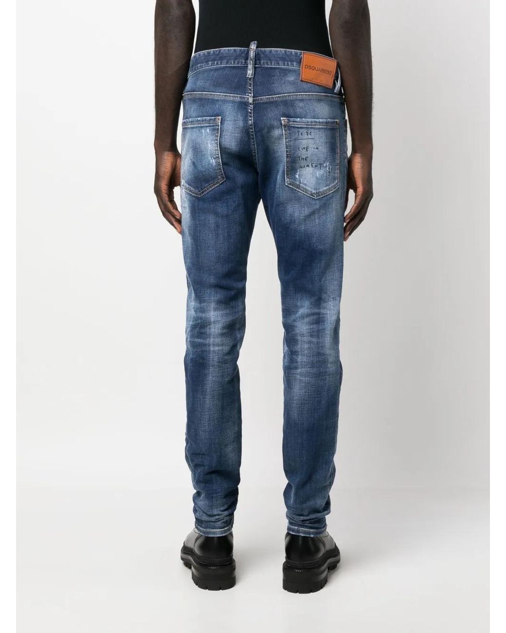 DSquared² Blue Slim-Fit Distressed-Finish Jeans for men